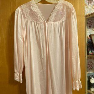 SEARS Vintage pale pink sheer nightie nightgown moomoo pajamas - women’s size M